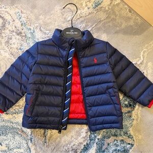 Ralph Lauren Navy Foldable Baby Puffer Jacket Sz 12 months